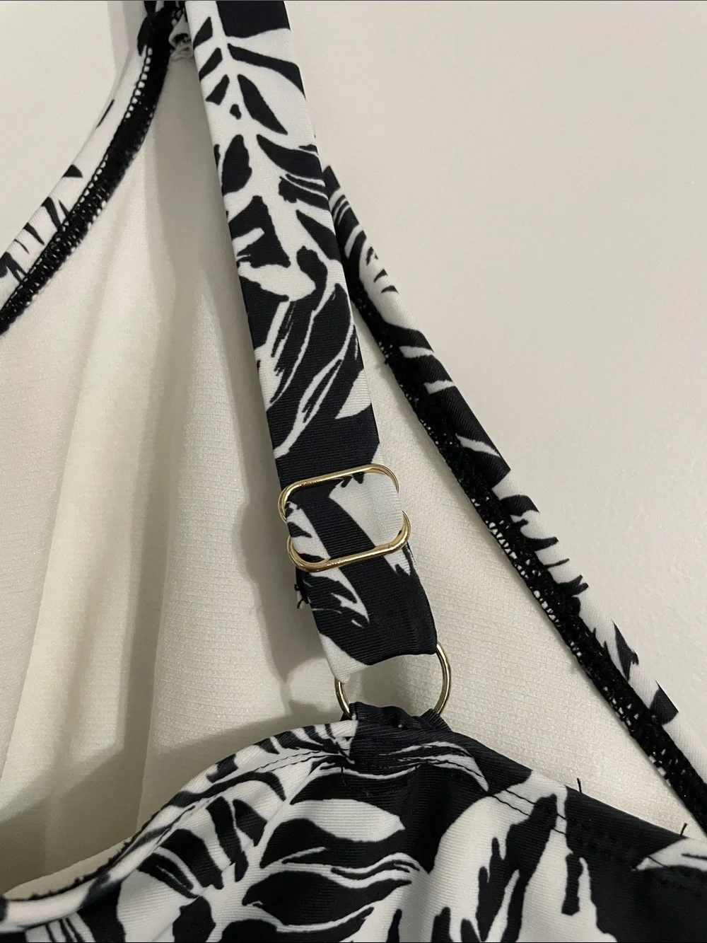 Anne Cole One Piece Black and White Tropical Print Swimsuit Size 12 - Picture 3 of 12